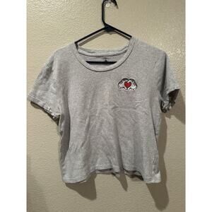 Disney Women Pride Mickey Mouse Glove Heart Gray Short Sleeve T-Shirt M 2XL
